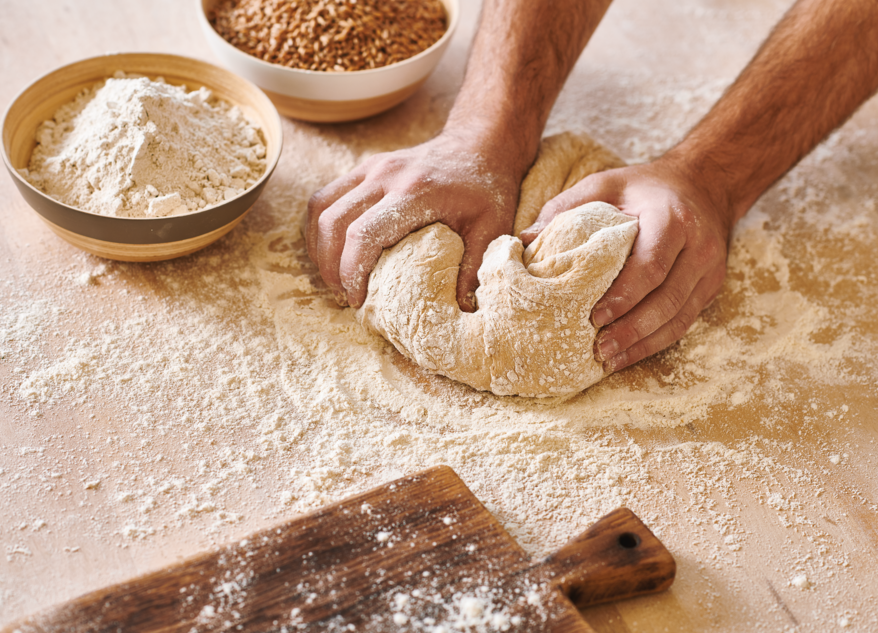 Picture hands kneading dough